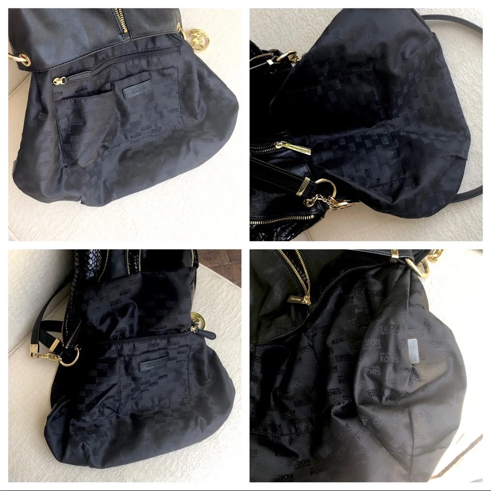 MICHAEL KORS NEWMAN python embossed bag BLACK